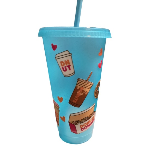 NEW handmade “Donuts” UVDTF reusable cold cup‎ Rainbow Daisy 24oz - Picture 1 of 9